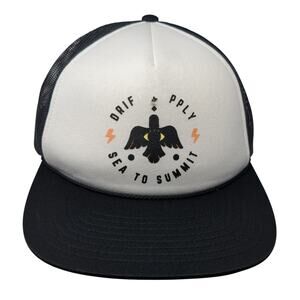 Drifpply Sea To Summit Snapback Trucker Hat Black One Size Adjustable Mesh Back